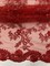 1 Yard Red Sequin Lace Fabric Corded Embroidered Mesh with Double Scallop Edge 54" Wide